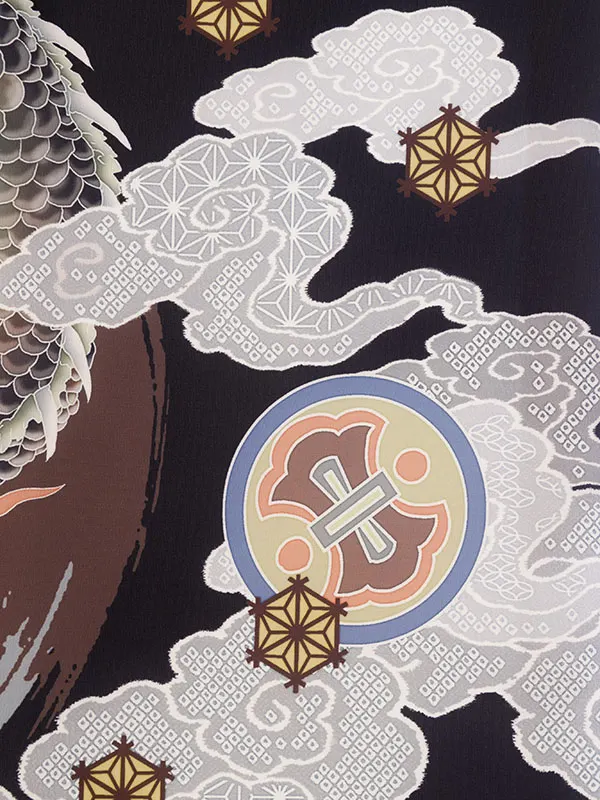 男児産着 HALA176 黒 円相龍|化繊