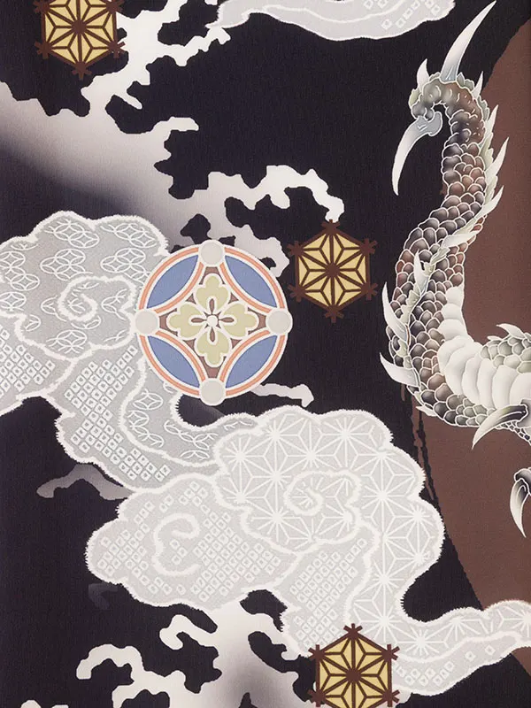 男児産着 HALA176 黒 円相龍|化繊