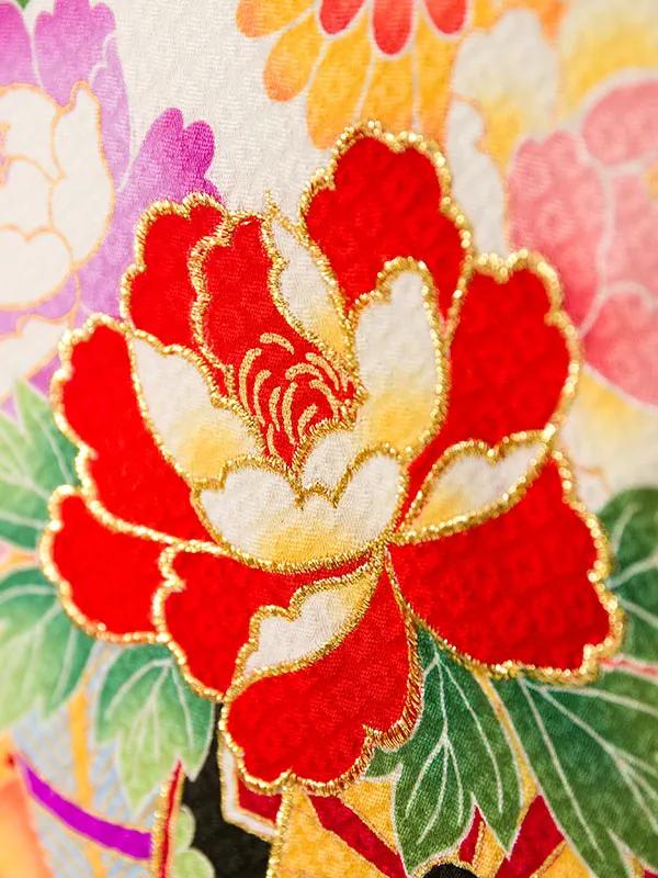 女児産着 E-5N96 疋田絞り調 雲取りに花車 金彩