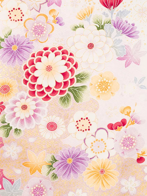 女児産着 HAMA098 白 百花に鞠 金彩 | 化繊