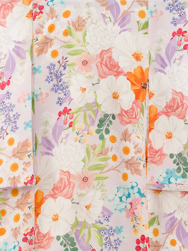 女児産着 HAMA102 花わらべ ｶﾗﾌﾙ紫 | 化繊