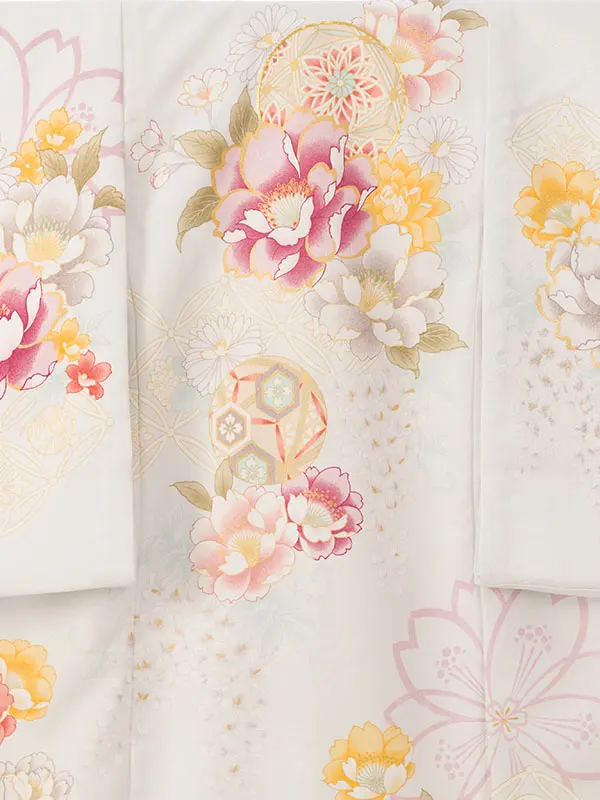 女児産着 HAMA105 薄水色 四季花に鞠|化繊