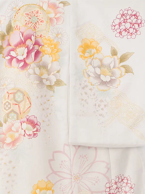 女児産着 HAMA105 薄水色 四季花に鞠|化繊