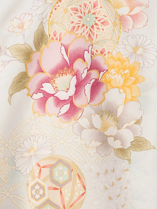 女児産着 HAMA105 薄水色 四季花に鞠|化繊