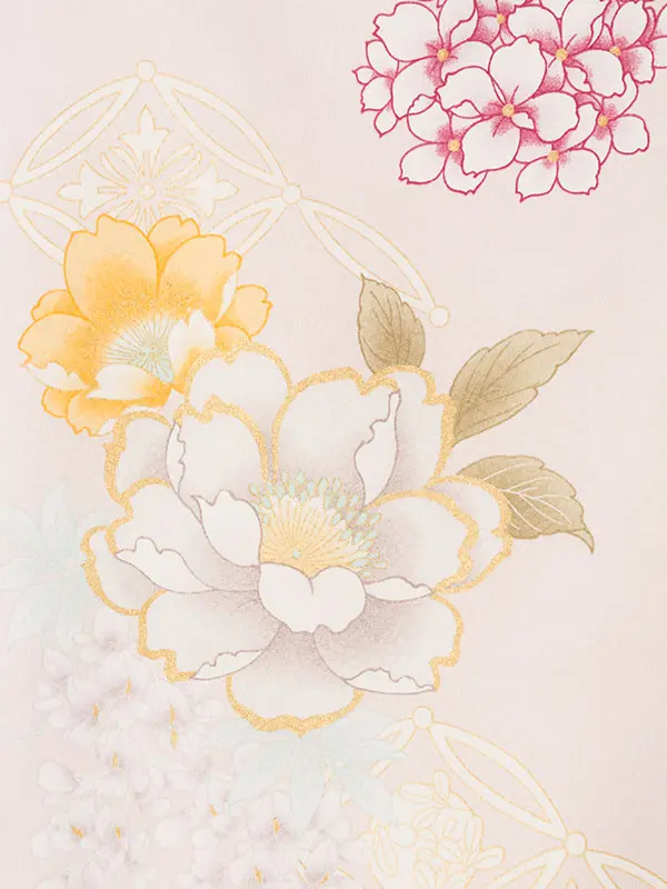 女児産着 HAMA106 薄ﾋﾟﾝｸ 四季花に鞠|化繊
