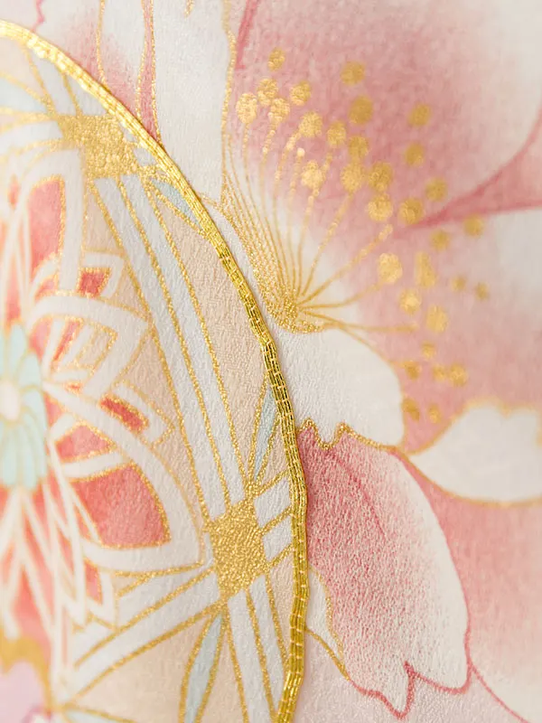 女児産着 HAMA106 薄ﾋﾟﾝｸ 四季花に鞠|化繊