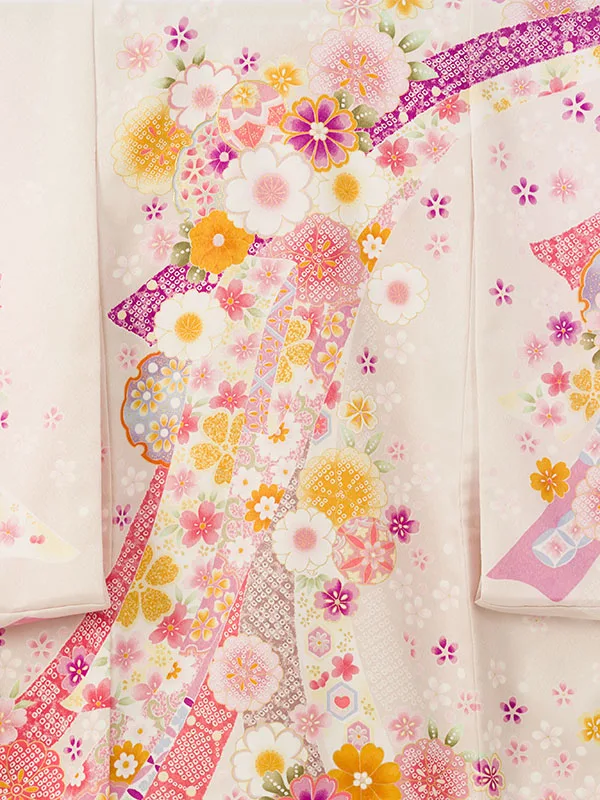 女児産着 HAMA112 薄紫 疋田熨斗に桜菊梅|化繊