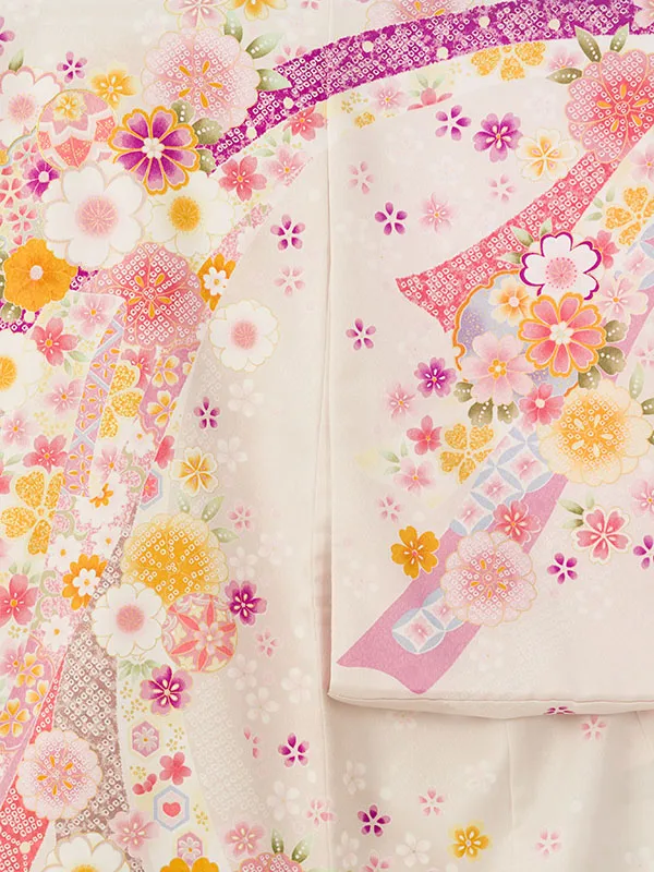 女児産着 HAMA112 薄紫 疋田熨斗に桜菊梅|化繊