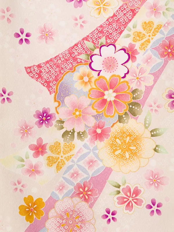 女児産着 HAMA112 薄紫 疋田熨斗に桜菊梅|化繊