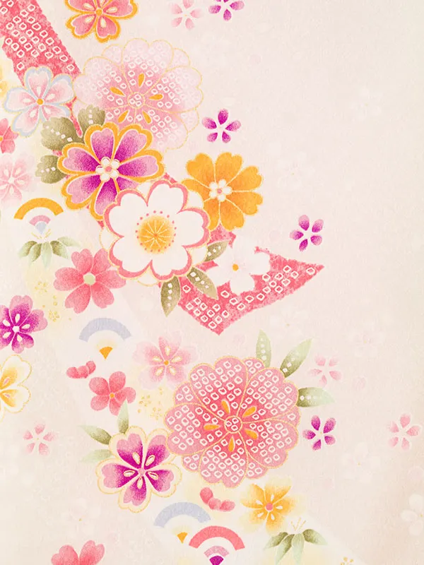 女児産着 HAMA112 薄紫 疋田熨斗に桜菊梅|化繊