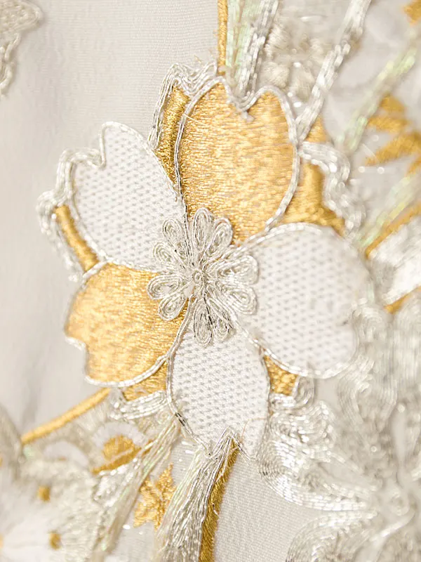 女児産着 HAMA114 白 熨斗に桜 菊楓刺繍|化繊