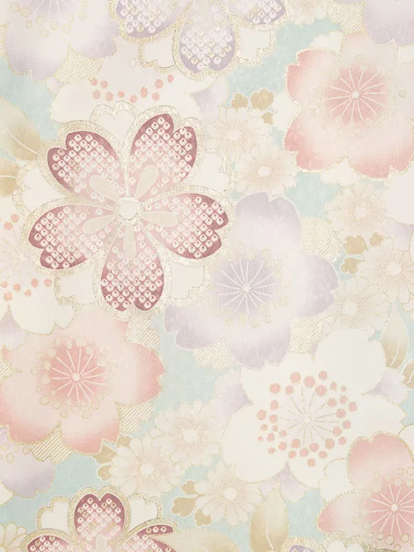 女児産着 HAMA122 薄水色 桜尽くし|化繊