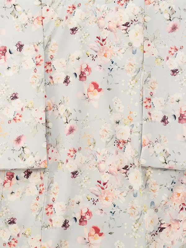 女児産着 HAMA125 水色 ﾄﾛﾋﾟｶﾙﾌﾗﾜｰ|化繊