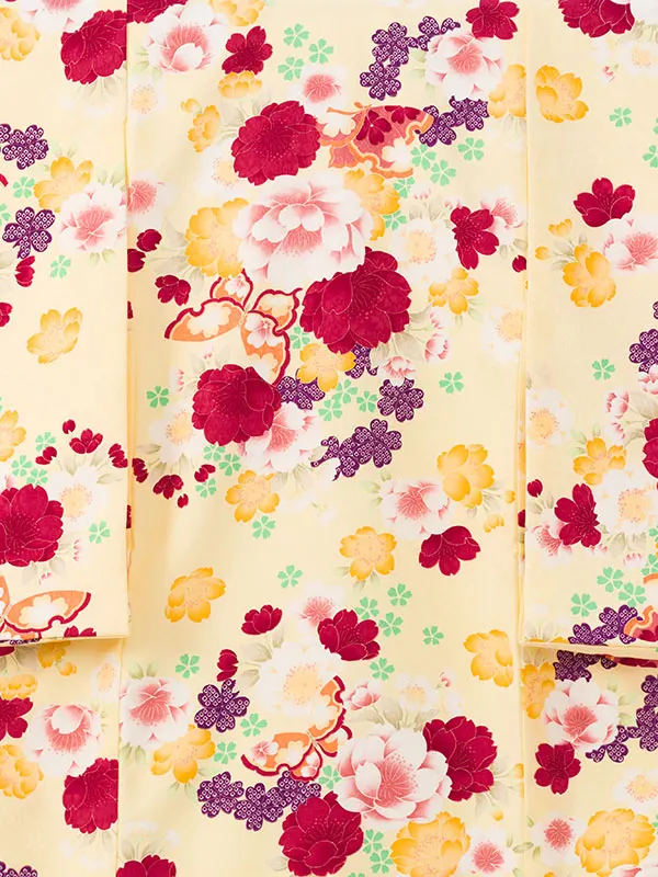女児産着 HAMA136 黄色 花尽くし|化繊