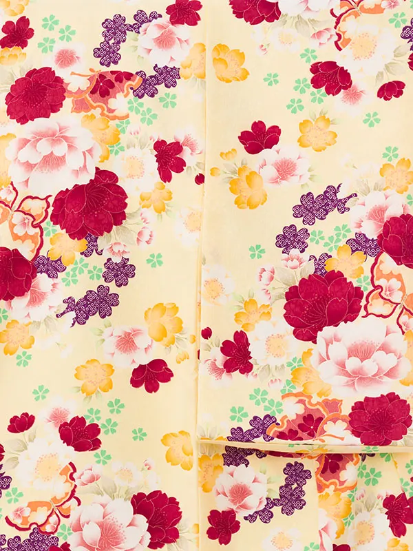 女児産着 HAMA136 黄色 花尽くし|化繊