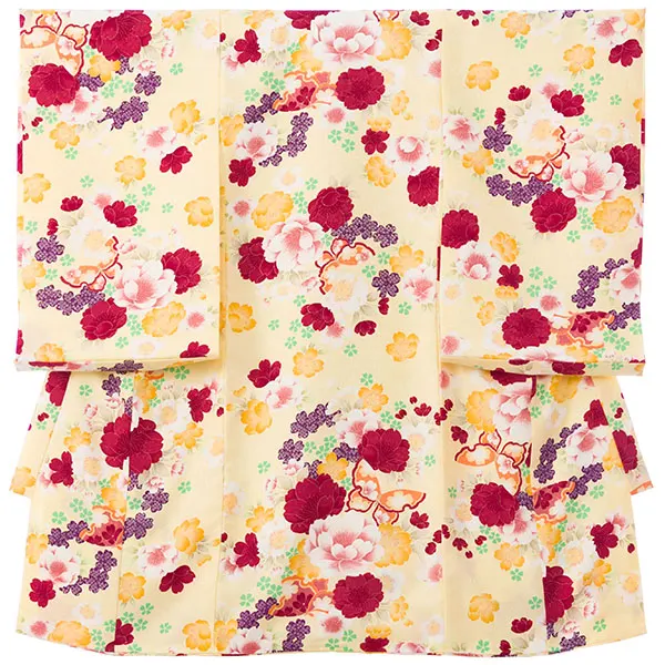 女児産着 HAMA137 黄色 花尽くし|化繊