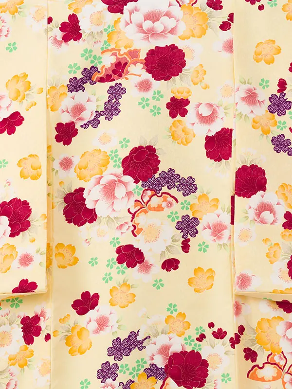 女児産着 HAMA137 黄色 花尽くし|化繊