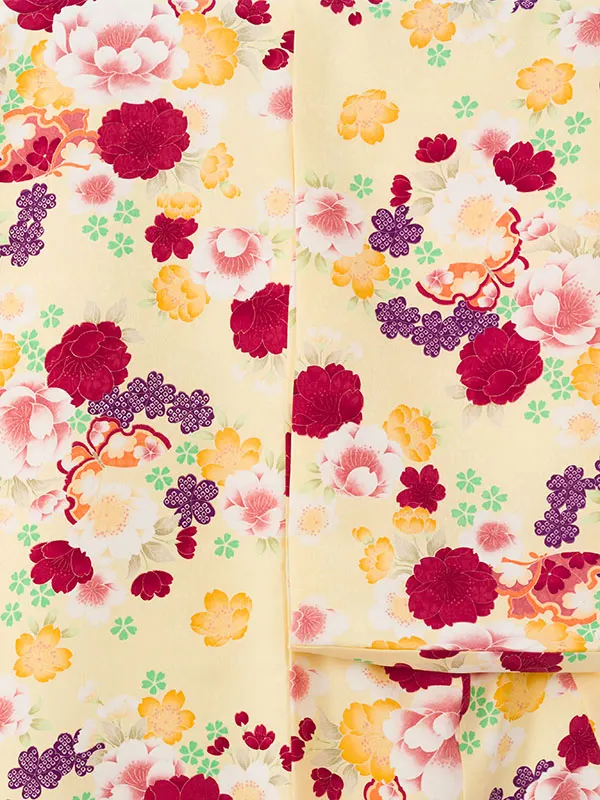 女児産着 HAMA137 黄色 花尽くし|化繊