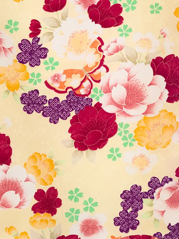 女児産着 HAMA137 黄色 花尽くし|化繊