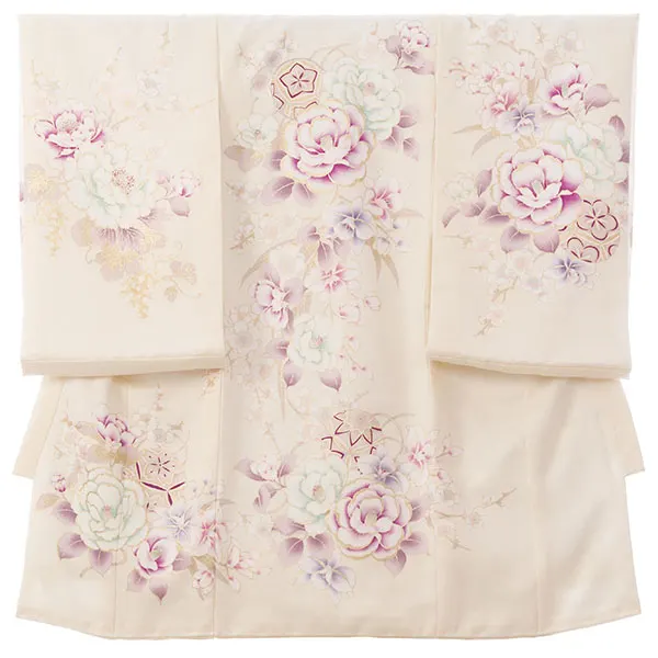 女児産着 HAMA141 白 牡丹 桜 金彩|化繊