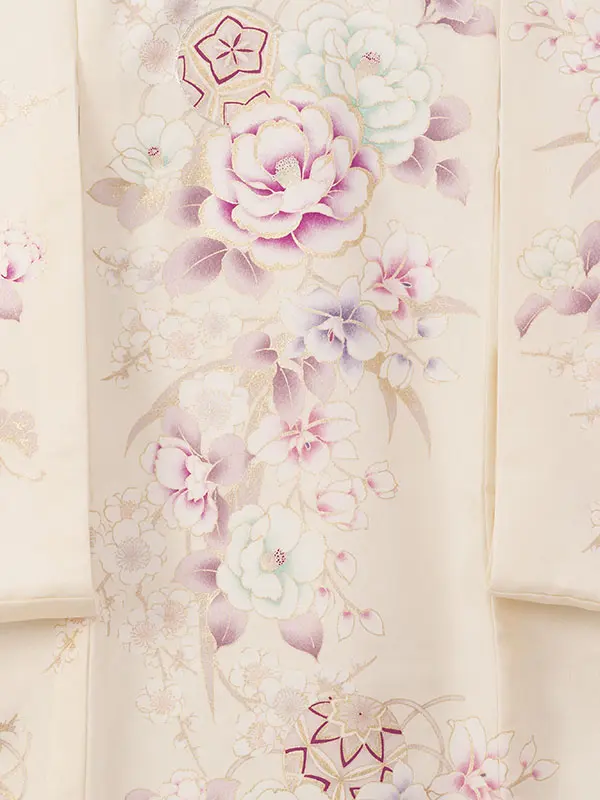 女児産着 HAMA141 白 牡丹 桜 金彩|化繊