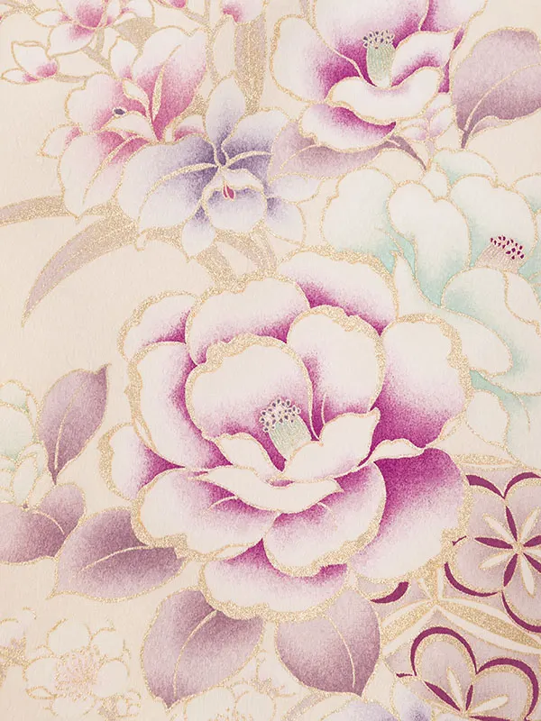女児産着 HAMA141 白 牡丹 桜 金彩|化繊