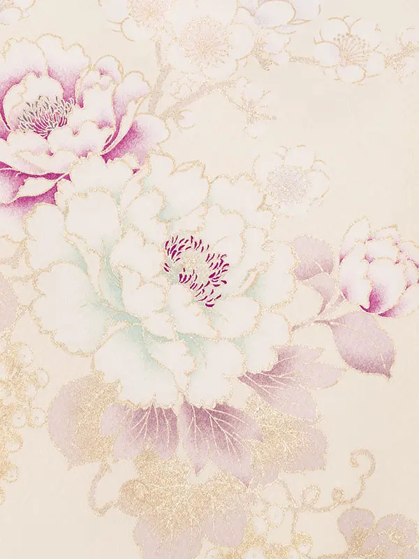 女児産着 HAMA141 白 牡丹 桜 金彩|化繊