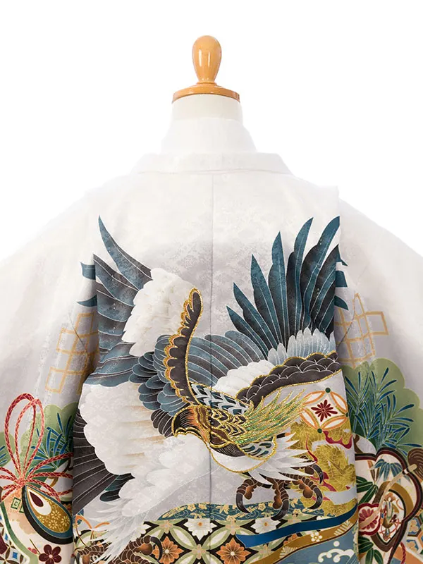 七五三(5歳男)HAO5285 白 ｸﾞﾚｰ 鷹|白|縞袴