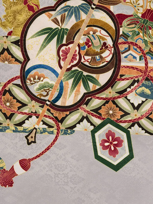 七五三(5歳男)HAO5285 白 ｸﾞﾚｰ 鷹|白|縞袴