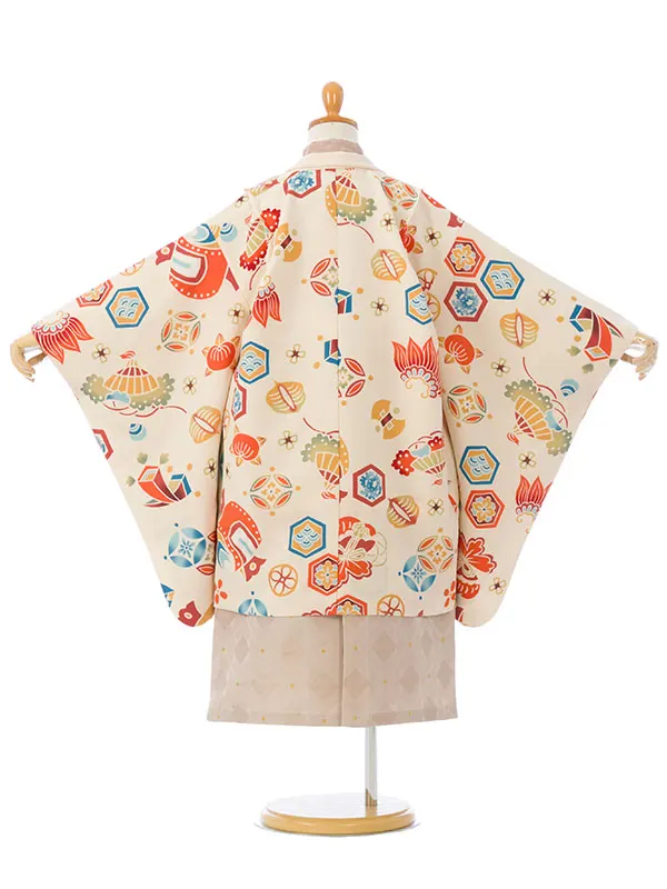 七五三(5歳男)HAO5287 ｸﾘｰﾑ 宝尽くし|BE|BE ﾀﾞｲﾔ