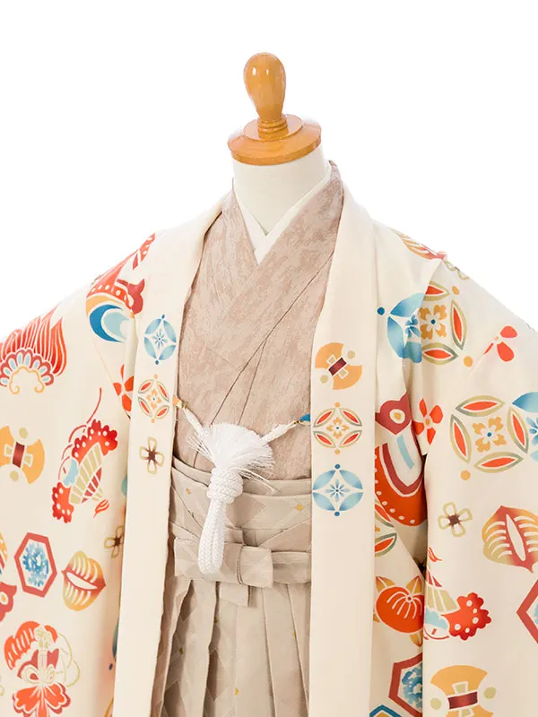 七五三(5歳男)HAO5287 ｸﾘｰﾑ 宝尽くし|BE|BE ﾀﾞｲﾔ