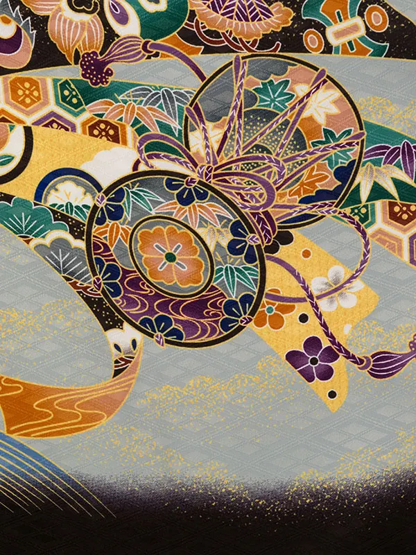 七五三(5歳男)HAO5304 白 鷹に熨斗|白|縞袴