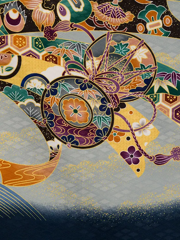 七五三(5歳男)HAO5306 紺 鷹に熨斗|紺|縞袴