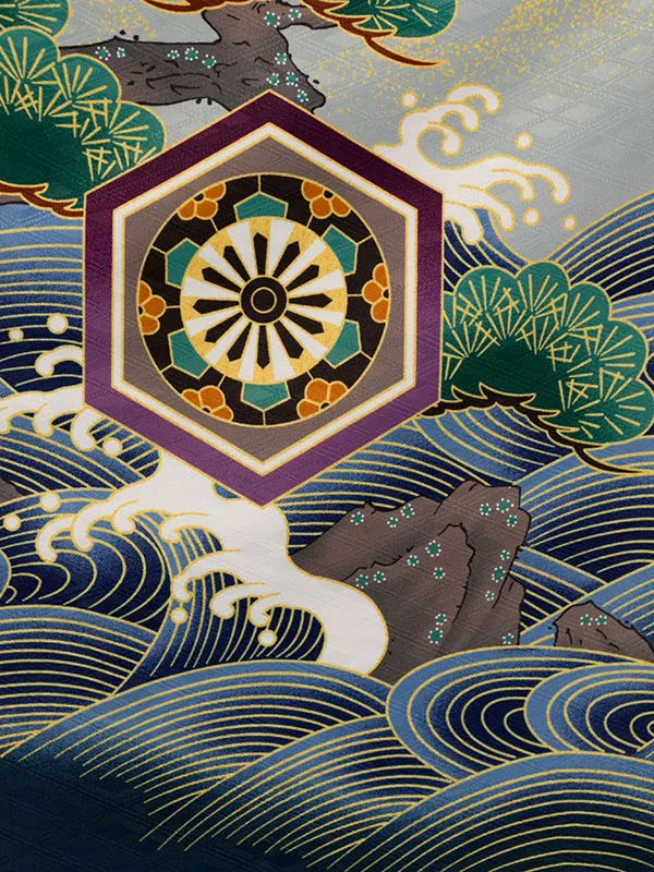 七五三(5歳男)HAO5307 紺 鷹に熨斗|紺|縞袴