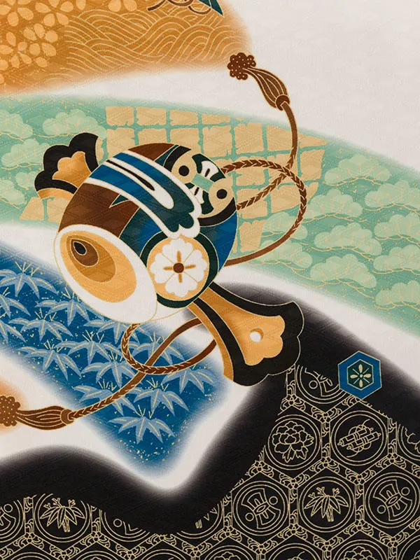 七五三(5歳男)HAO5310 白 鷹に熨斗|白|金ﾍﾞｰｼﾞｭ