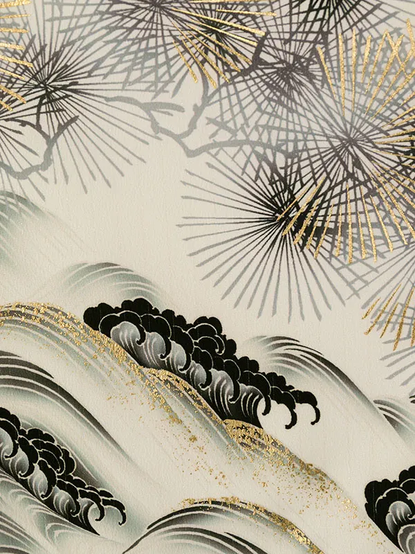 七五三(5歳男)HAO5317 京舞 白 松丸紋に鷹|黒|黒銀