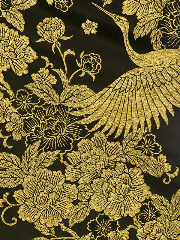 七五三(5歳男)HAO5340 黒 金刺繍 牡丹桜鶴|黒|黒 金模様