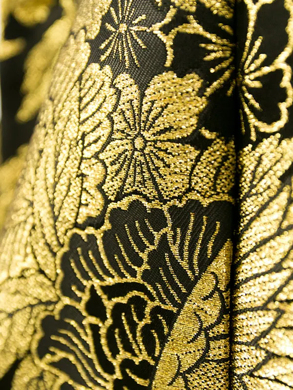 七五三(5歳男)HAO5340 黒 金刺繍 牡丹桜鶴|黒|黒 金模様