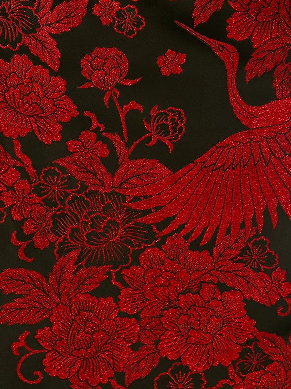 七五三(5歳男)HAO5341 黒 赤刺繍 牡丹桜鶴|黒|茶黒袴