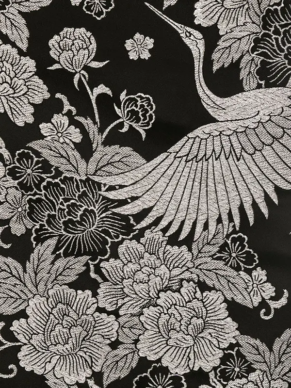 七五三(5歳男)HAO5342 黒 銀刺繍 牡丹桜鶴|黒|杢ｸﾞﾚｰ袴