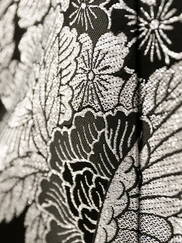 七五三(5歳男)HAO5342 黒 銀刺繍 牡丹桜鶴|黒|杢ｸﾞﾚｰ袴