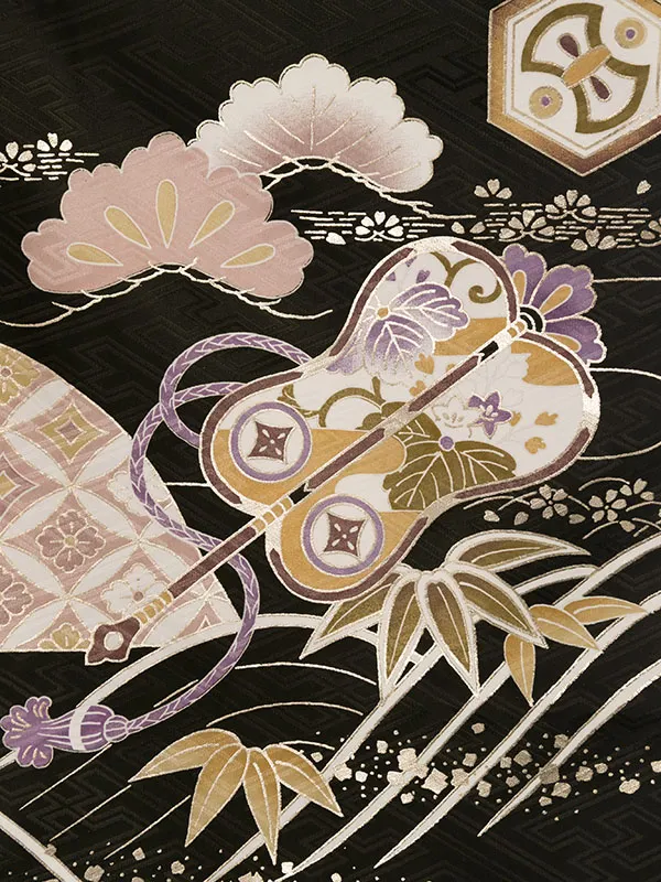 七五三(5歳男)HAO5361 黒 龍兜に吉祥文|黒|金ﾍﾞｰｼﾞｭ