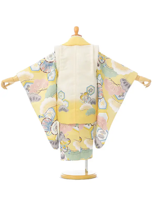 七五三(3歳男被布)HAOH101 ｸﾘｰﾑ白|ｸﾘｰﾑ松竹梅