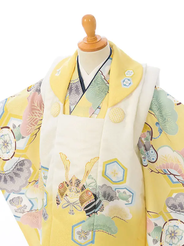 七五三(3歳男被布)HAOH101 ｸﾘｰﾑ白|ｸﾘｰﾑ松竹梅