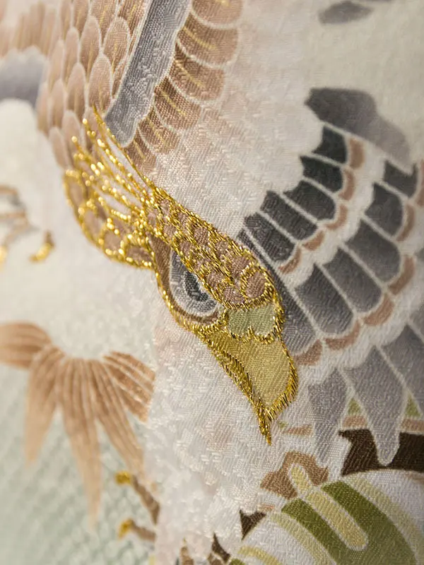 七五三(3歳男被布)HAOH103 緑白 鷹に丸紋|ﾍﾞｰｼﾞｭ 松竹梅