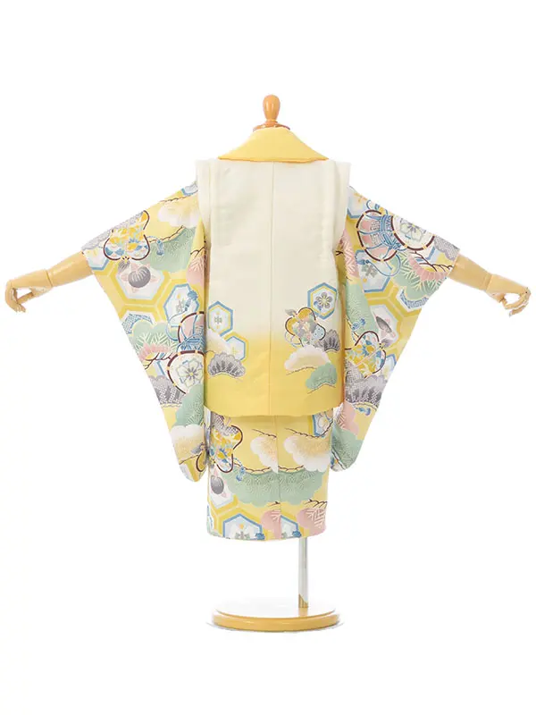 七五三(3歳男被布)HAOH105 ｸﾘｰﾑ白|ｸﾘｰﾑ松竹梅