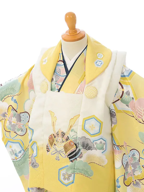 七五三(3歳男被布)HAOH105 ｸﾘｰﾑ白|ｸﾘｰﾑ松竹梅