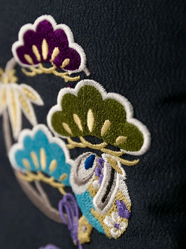 七五三(3歳男被布)HAOH112 紺|水色 亀甲に丸紋