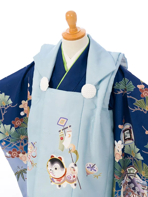 七五三(3歳男被布)HAOH115 水色 縁起物|青 松竹梅