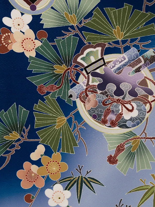 七五三(3歳男被布)HAOH115 水色 縁起物|青 松竹梅